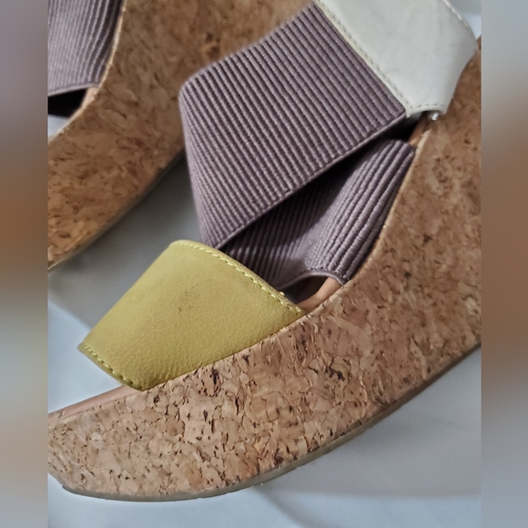 Reaction Kenneth Cole sole less stretchy cork platform wedge sandals heels 9 M - Picture 5 of 15